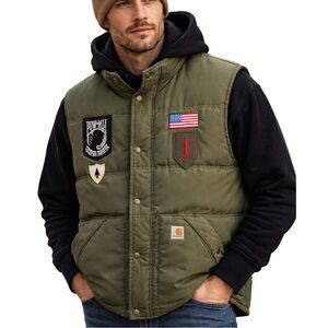 Carhartt Military Patched Insulated Vest Men’s Large | POW MIA VFW 1st Infantry